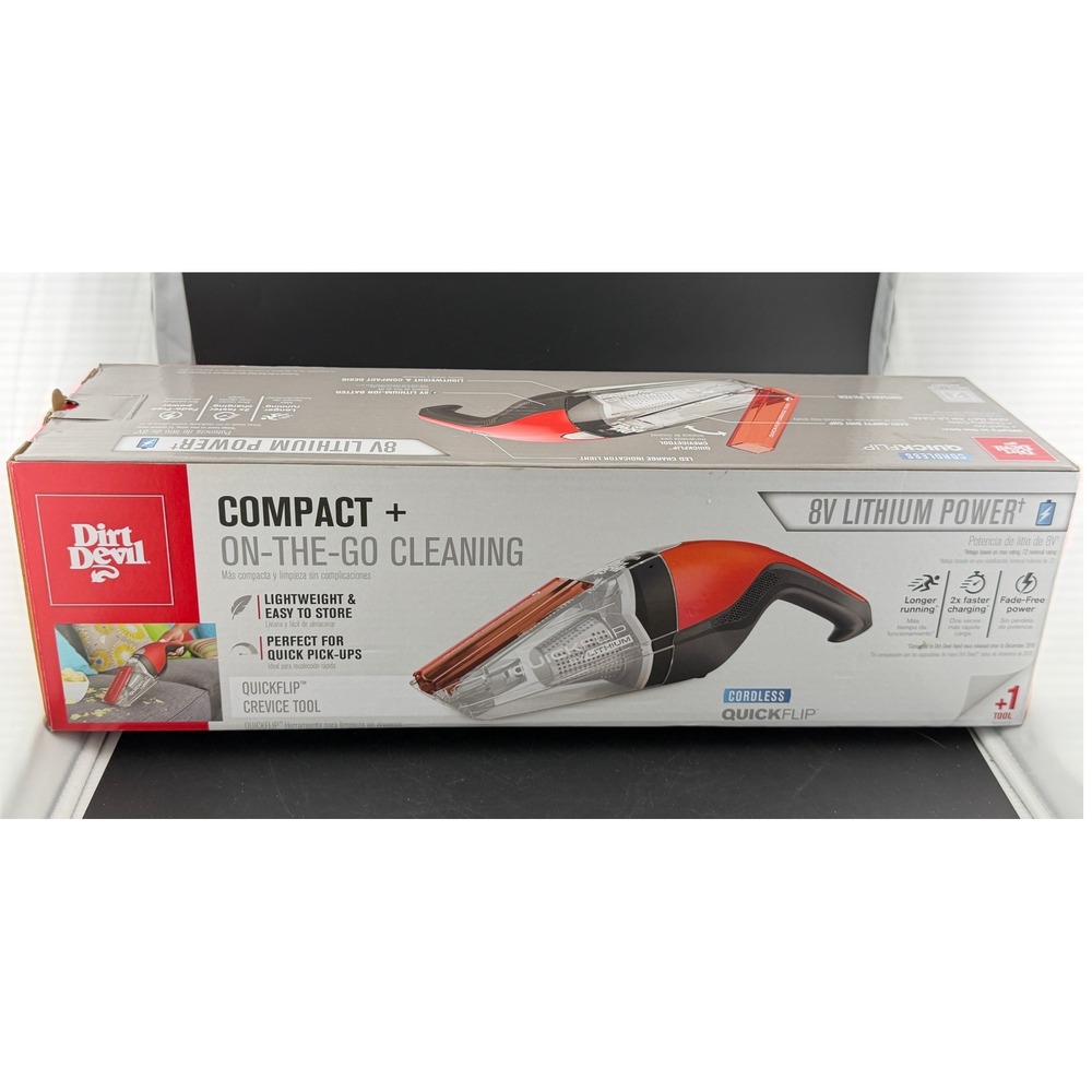 Dirt Devil QuickFlip Cordless Handheld Vacuum: 8V Lithium, Red BD30018V, NIB